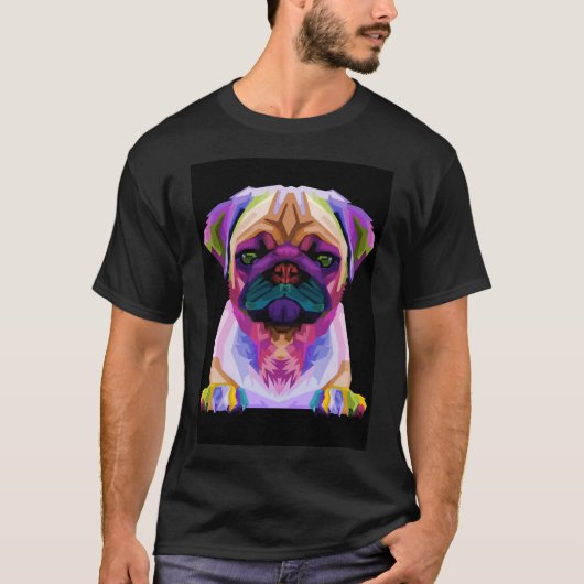 Leuke kleurrijke Retro Pop Art Pug Classic T-shirt (Voorkant)