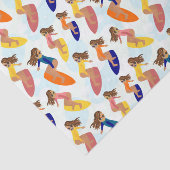 Leuke kleurrijke retro zomer surfer meisje patroon tissuepapier (Detail)