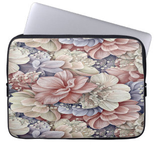 Leuke kleurrijke roze blauwe bloemen laptop sleeve