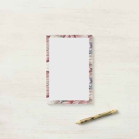 Leuke kleurrijke roze blauwe bloemen post-it® notes (Op bureau)