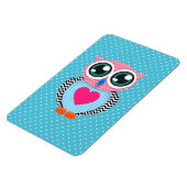 Leuke kleurrijke roze polka stippen grappige uil magneet (Linkerzijde)