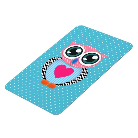 Leuke kleurrijke roze polka stippen grappige uil magneet (Linkerzijde)