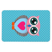 Leuke kleurrijke roze polka stippen grappige uil magneet (Horizontaal)