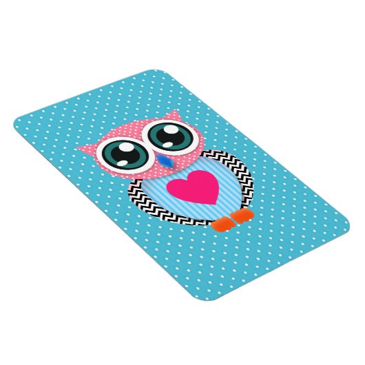 Leuke kleurrijke roze polka stippen grappige uil magneet (Rechterzijde)