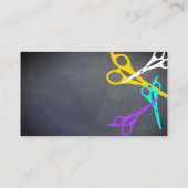 leuke kleurrijke schaar haarstylist salon grijs visitekaartje (Achterkant)