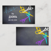 leuke kleurrijke schaar haarstylist salon grijs visitekaartje (Voorkant / Achterkant)