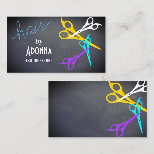 leuke kleurrijke schaar haarstylist salon grijs visitekaartje (Voorkant / Achterkant)
