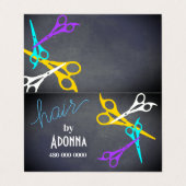 leuke kleurrijke schaar haarstylist salon grijs visitekaartje (Buitenkant ongevouwen)