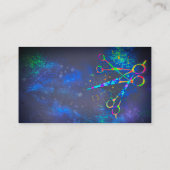 leuke kleurrijke schaar kunst op donkerblauwe plek visitekaartje (Achterkant)