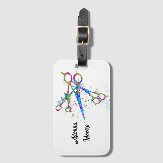 leuke kleurrijke schaar kunst op wit voor gebruik bagagelabel (Voorkant (verticaal))