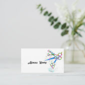 leuke kleurrijke schaar kunst op wit voor gebruik visitekaartje (Staand voorkant)