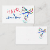 leuke , kleurrijke schaar - kunst op witte toneel visitekaartje (Voorkant / Achterkant)