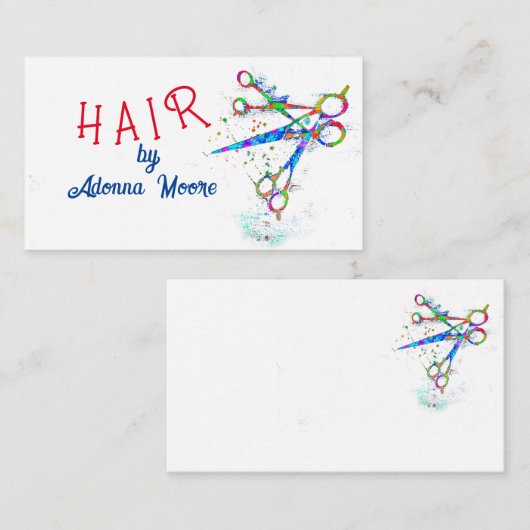 leuke , kleurrijke schaar - kunst op witte toneel visitekaartje (Voorkant / Achterkant)