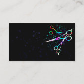 leuke kleurrijke schaar kunst op zwart vet visitekaartje (Achterkant)