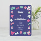 Leuke kleurrijke Schattigee hond verjaardagsfeestj Kaart (Staand voorkant)