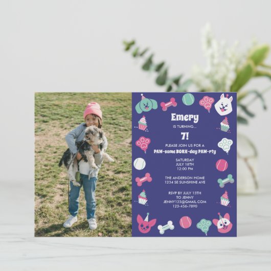 Leuke kleurrijke Schattigee hond verjaardagsfeestj Kaart (Staand voorkant)