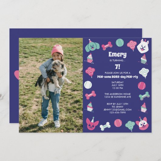 Leuke kleurrijke Schattigee hond verjaardagsfeestj Kaart (Voorkant / Achterkant)