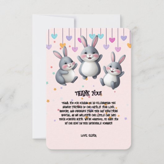 Leuke kleurrijke Schattigee Hoppers Bunny Baby sho Bedankkaart (Voorkant)