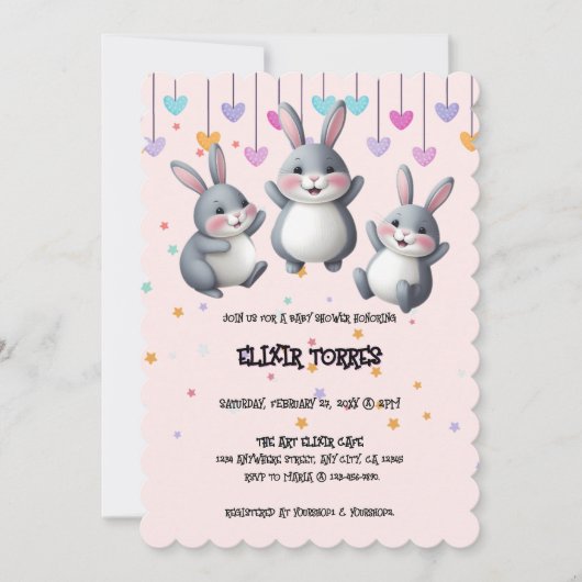 Leuke kleurrijke Schattigee Hoppers Bunny Baby sho Kaart (Voorkant)