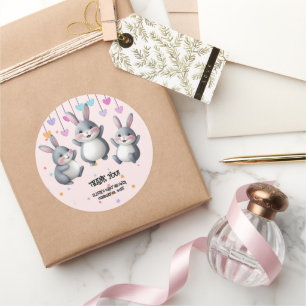 Leuke kleurrijke Schattigee Hoppers Bunny Baby sho Ronde Sticker
