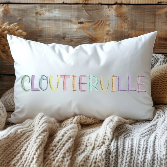 Leuke kleurrijke schets Cloutierville Louisiana Kussen (Creator heeft geüpload)