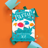 Leuke Kleurrijke Sleepover Cat Slumber Party Kusse Kaart