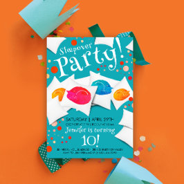 Leuke Kleurrijke Sleepover Cat Slumber Party Kusse Kaart