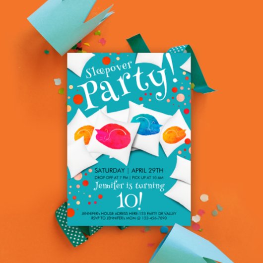 Leuke Kleurrijke Sleepover Cat Slumber Party Kusse Kaart