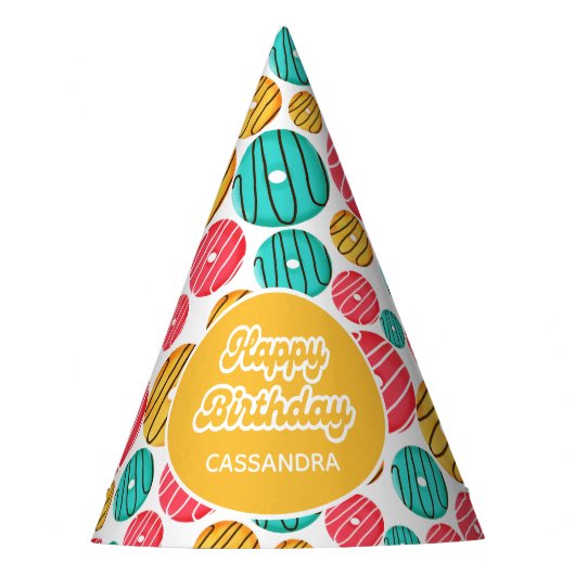 Leuke kleurrijke sprinkle donut feesthoedjes (Voorkant)