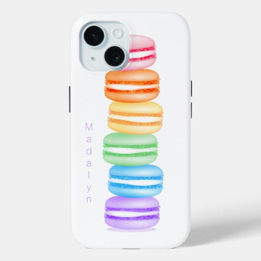 Leuke kleurrijke stack van macarons gepersonalisee Case-Mate iPhone case (Achterkant)