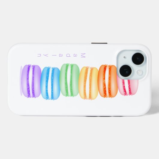 Leuke kleurrijke stack van macarons gepersonalisee Case-Mate iPhone case (Achterkant (horizontaal))