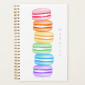 Leuke kleurrijke stack van macarons gepersonalisee planner (Voorkant)
