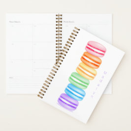 Leuke kleurrijke stack van macarons gepersonalisee planner