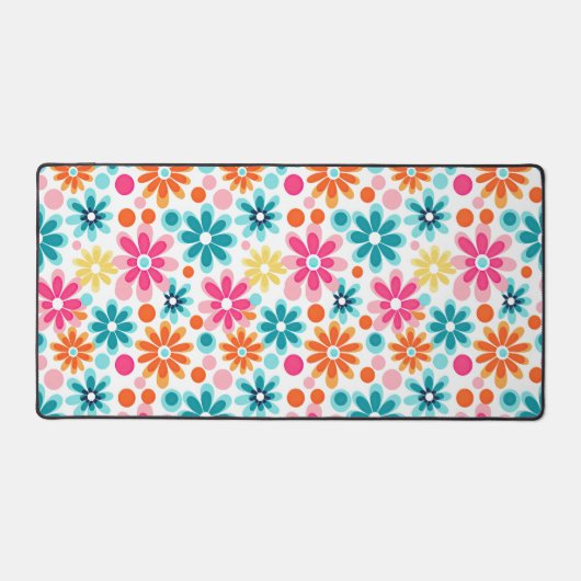 Leuke kleurrijke stemming bloemen groovy patroon bureaumat (Voorkant)