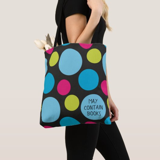 Leuke kleurrijke Stippen Pattern Hot Pink Turquois Tote Bag (Dichtbij)