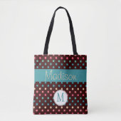 Leuke kleurrijke Stippen Trendy Initiaal Monogram Tote Bag (Voorkant)