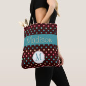 Leuke kleurrijke Stippen Trendy Initiaal Monogram Tote Bag (Dichtbij)