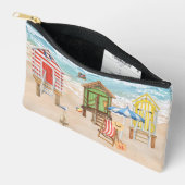 Leuke Kleurrijke Strandhuisjes Water Monogram Etui (Open)