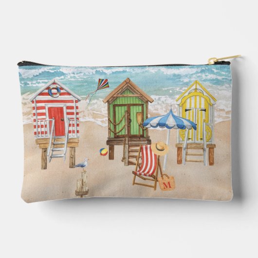 Leuke kleurrijke strandhutten Water Monogram Etui (Achterkant)