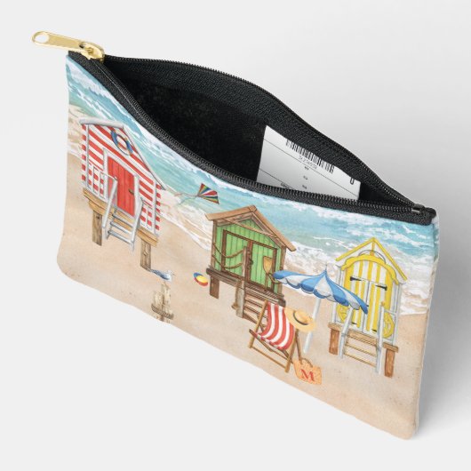 Leuke kleurrijke strandhutten Water Monogram Etui (Open)