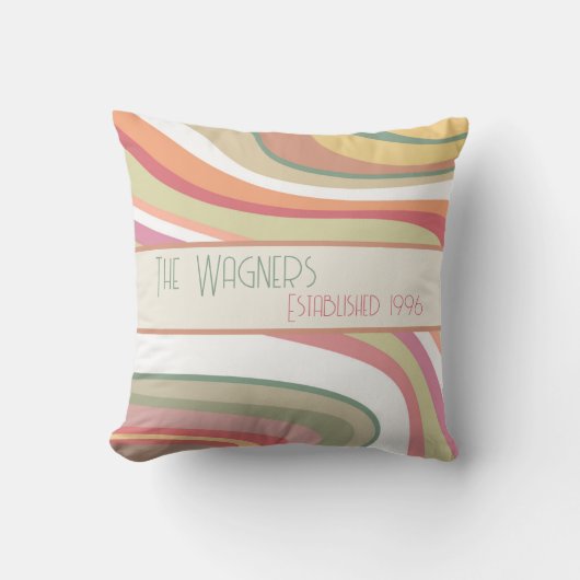 Leuke Kleurrijke Streep Gepersonaliseerde Naam Dat Kussen (Voorkant)