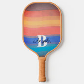 Leuke kleurrijke strepen retro stijl toevoegen mon pickleball paddle (Voorkant)