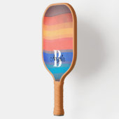 Leuke kleurrijke strepen retro stijl toevoegen mon pickleball paddle (Links)