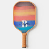 Leuke kleurrijke strepen retro stijl toevoegen mon pickleball paddle (Achterkant)