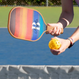 Leuke kleurrijke strepen retro stijl toevoegen mon pickleball paddle