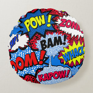 Leuke Kleurrijke Strip Pop Art Decorative Worp Rond Kussen
