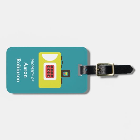 Leuke kleurrijke Super S camera fotograaf Bagagelabel (Voorkant horizontaal)