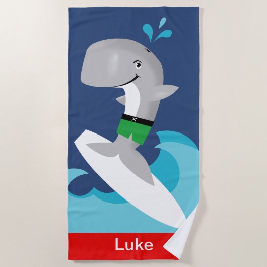 Leuke Kleurrijke Surfen Whale Beach Handdoek (Voorkant)