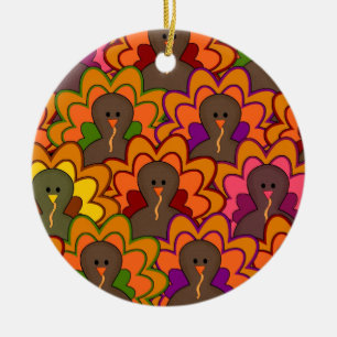 Leuke Kleurrijke Thanksgiving Kalkoenen Keramisch Ornament