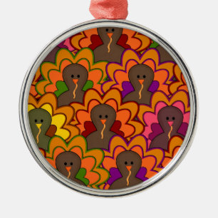 Leuke Kleurrijke Thanksgiving Kalkoenen Metalen Ornament